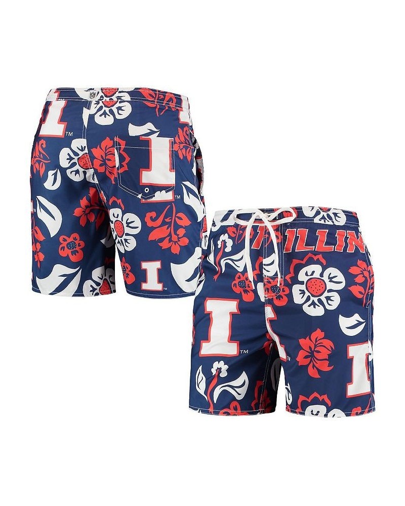 Men's Navy Illinois Fighting Illini Floral Volley Logo Swim Trunks $36.39 Swimsuits