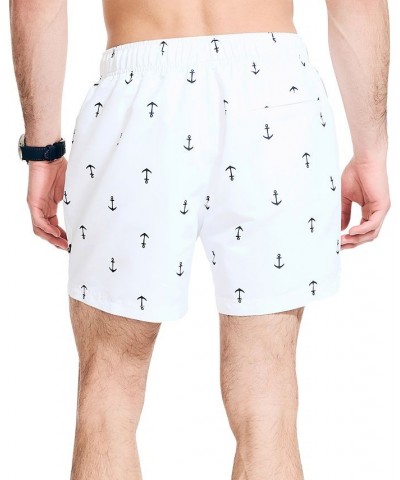 Men's Quick Dry Anchor Print 5" Swim Trunks White $16.20 Swimsuits