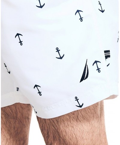 Men's Quick Dry Anchor Print 5" Swim Trunks White $16.20 Swimsuits