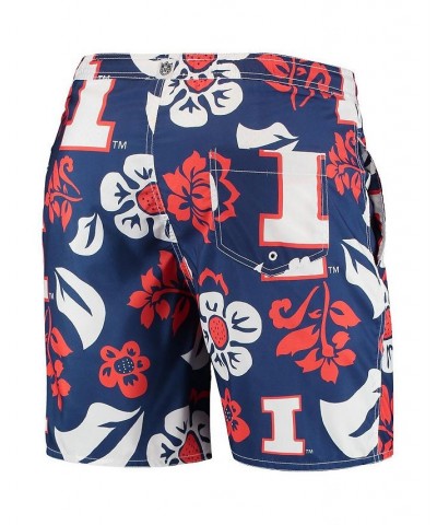 Men's Navy Illinois Fighting Illini Floral Volley Logo Swim Trunks $36.39 Swimsuits