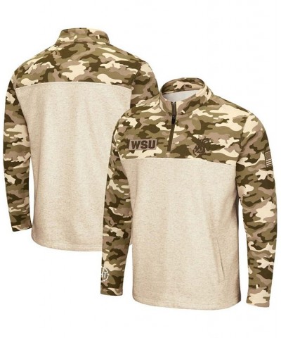 Men's Oatmeal Washington State Cougars OHT Military-Inspired Appreciation Desert Camo Quarter-Zip Pullover Jacket $27.25 Swea...