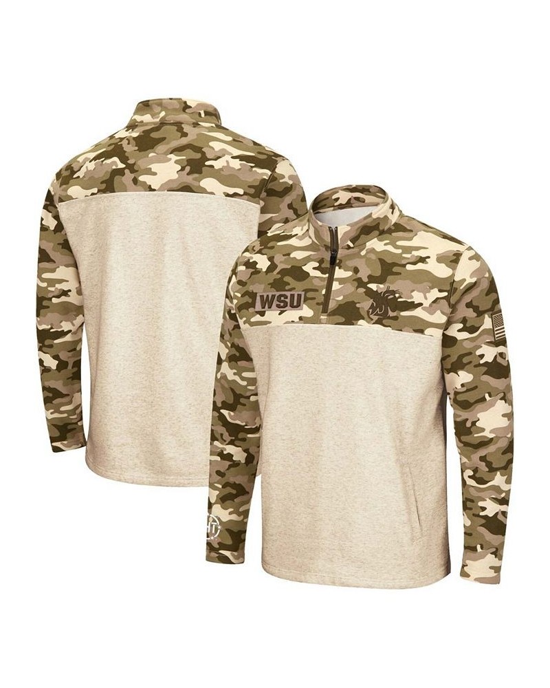 Men's Oatmeal Washington State Cougars OHT Military-Inspired Appreciation Desert Camo Quarter-Zip Pullover Jacket $27.25 Swea...