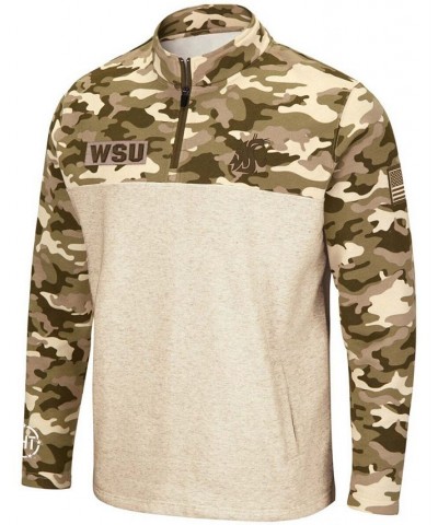 Men's Oatmeal Washington State Cougars OHT Military-Inspired Appreciation Desert Camo Quarter-Zip Pullover Jacket $27.25 Swea...