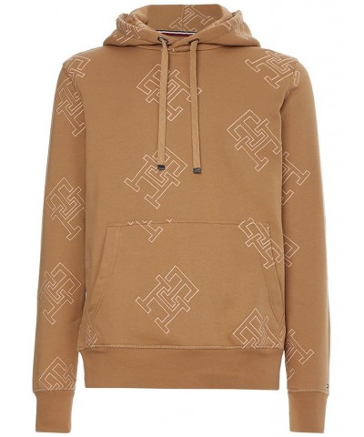 Men's Critter Monogram Hoodie Sweatshirt Brown $35.06 Sweatshirt