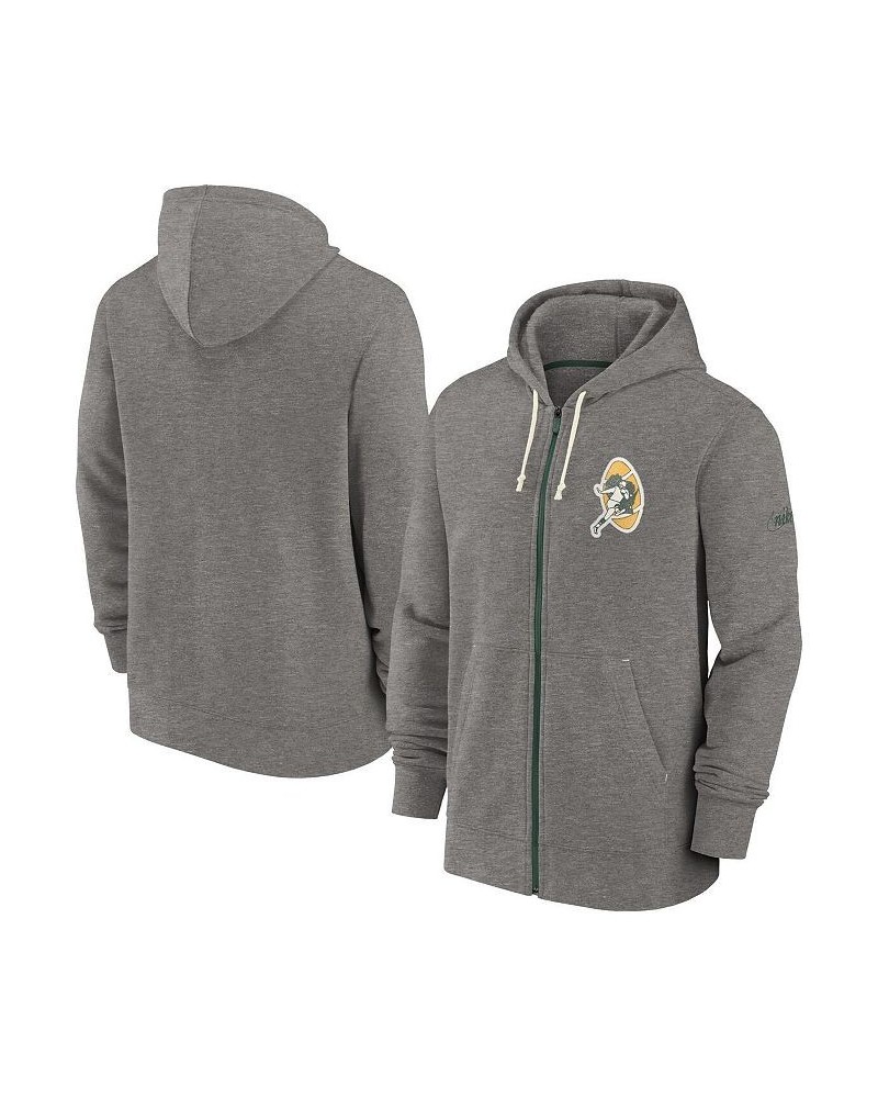 Men's Heather Charcoal Green Bay Packers Historic Lifestyle Full-Zip Hoodie $44.65 Sweatshirt