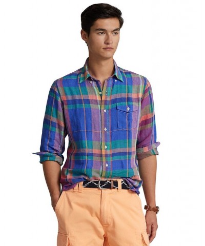 Men's Classic-Fit Plaid Linen Shirt Multi $50.56 Shirts