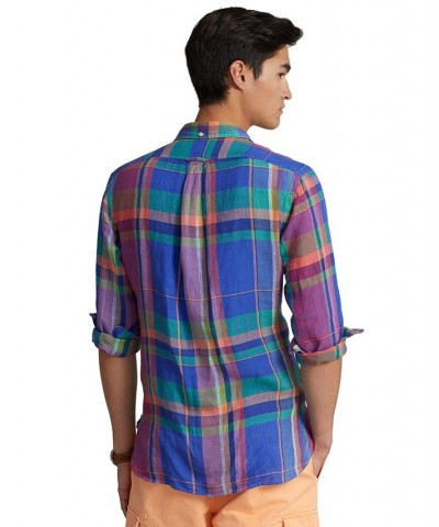 Men's Classic-Fit Plaid Linen Shirt Multi $50.56 Shirts