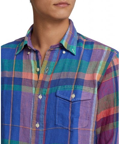 Men's Classic-Fit Plaid Linen Shirt Multi $50.56 Shirts