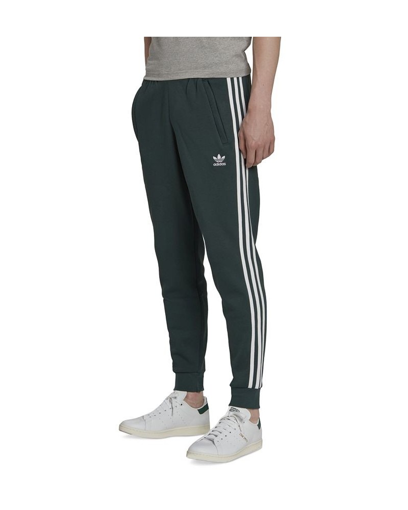 Men's Adicolor Classics 3-Stripes Fitted Fleece Joggers Green $32.25 Pants