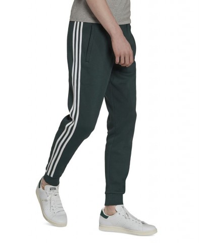 Men's Adicolor Classics 3-Stripes Fitted Fleece Joggers Green $32.25 Pants