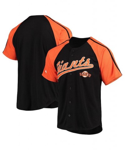 Men's Black San Francisco Giants Button-Down Raglan Replica Jersey $33.79 Jersey