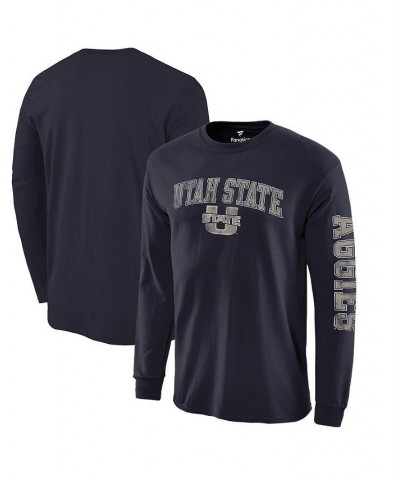 Men's Navy Utah State Aggies Distressed Arch Over Logo Long Sleeve T-shirt $13.64 T-Shirts