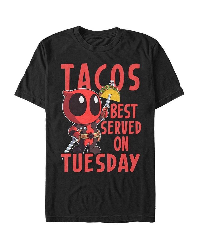 Marvel Men's Deadpool Tacos Best On Tuesday Short Sleeve T-Shirt Black $14.70 T-Shirts