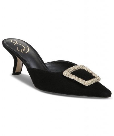 Women's Brit Embellished-Buckle Dress Mules Black $72.00 Shoes