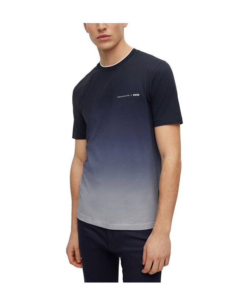 BOSS Men's Porsche Stretch-Cotton Degrade Print T-shirt Blue $52.14 T-Shirts