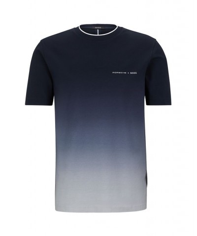 BOSS Men's Porsche Stretch-Cotton Degrade Print T-shirt Blue $52.14 T-Shirts