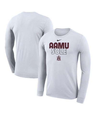 Men's and Women's White Alabama A&M Bulldogs 2023 On Court Bench Long Sleeve T-shirt $26.49 Tops