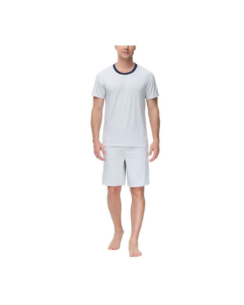 Men's Moisture-Wicking Crewneck T-Shirt & Shorts Pajama Set Tan/Beige $17.76 Pajama