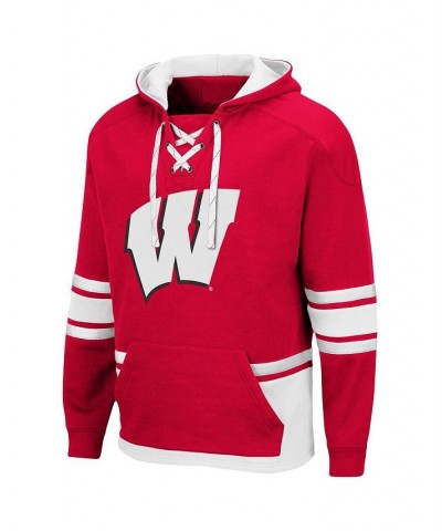 Men's Red Wisconsin Badgers Lace Up 3.0 Pullover Hoodie $38.24 Sweatshirt