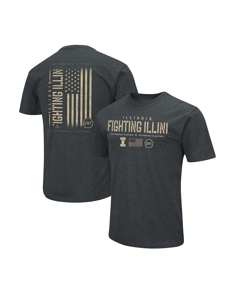 Men's Heathered Black Illinois Fighting Illini OHT Military-Inspired Appreciation Flag 2.0 T-shirt $26.99 T-Shirts