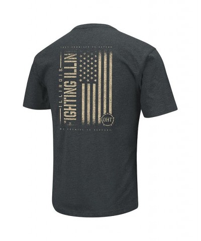 Men's Heathered Black Illinois Fighting Illini OHT Military-Inspired Appreciation Flag 2.0 T-shirt $26.99 T-Shirts