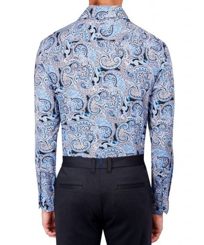 Men's Slim-Fit Paisley Performance Dress Shirt Blue $22.39 Dress Shirts