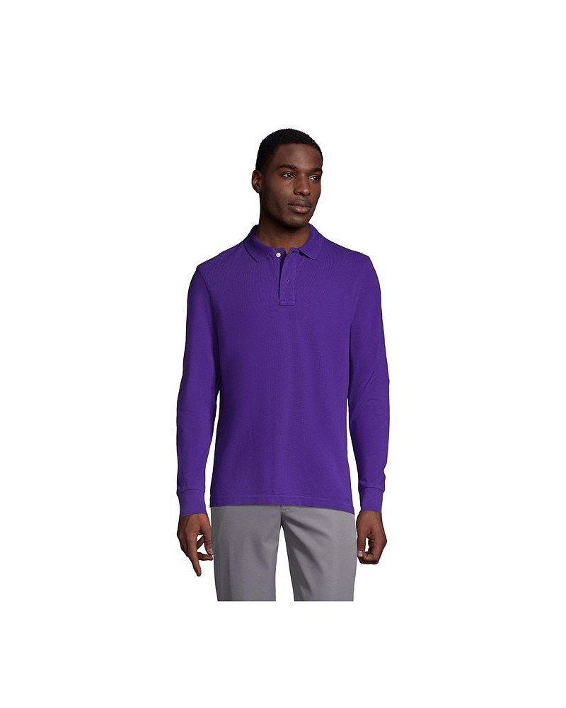 School Uniform Men's Long Sleeve Mesh Polo Shirt Purple $17.18 Polo Shirts