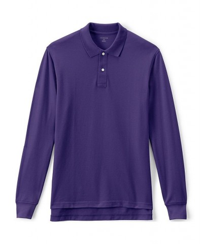 School Uniform Men's Long Sleeve Mesh Polo Shirt Purple $17.18 Polo Shirts