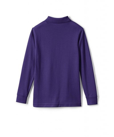 School Uniform Men's Long Sleeve Mesh Polo Shirt Purple $17.18 Polo Shirts