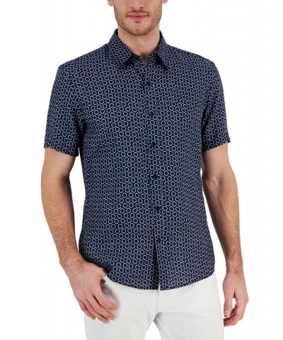 Men's Linen Printed Slim-Fit Button-Down Shirt PD01 $29.57 Shirts