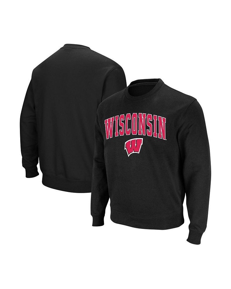 Men's Black Wisconsin Badgers Arch & Logo Crew Neck Sweatshirt $35.99 Sweatshirt