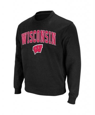 Men's Black Wisconsin Badgers Arch & Logo Crew Neck Sweatshirt $35.99 Sweatshirt