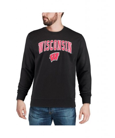 Men's Black Wisconsin Badgers Arch & Logo Crew Neck Sweatshirt $35.99 Sweatshirt