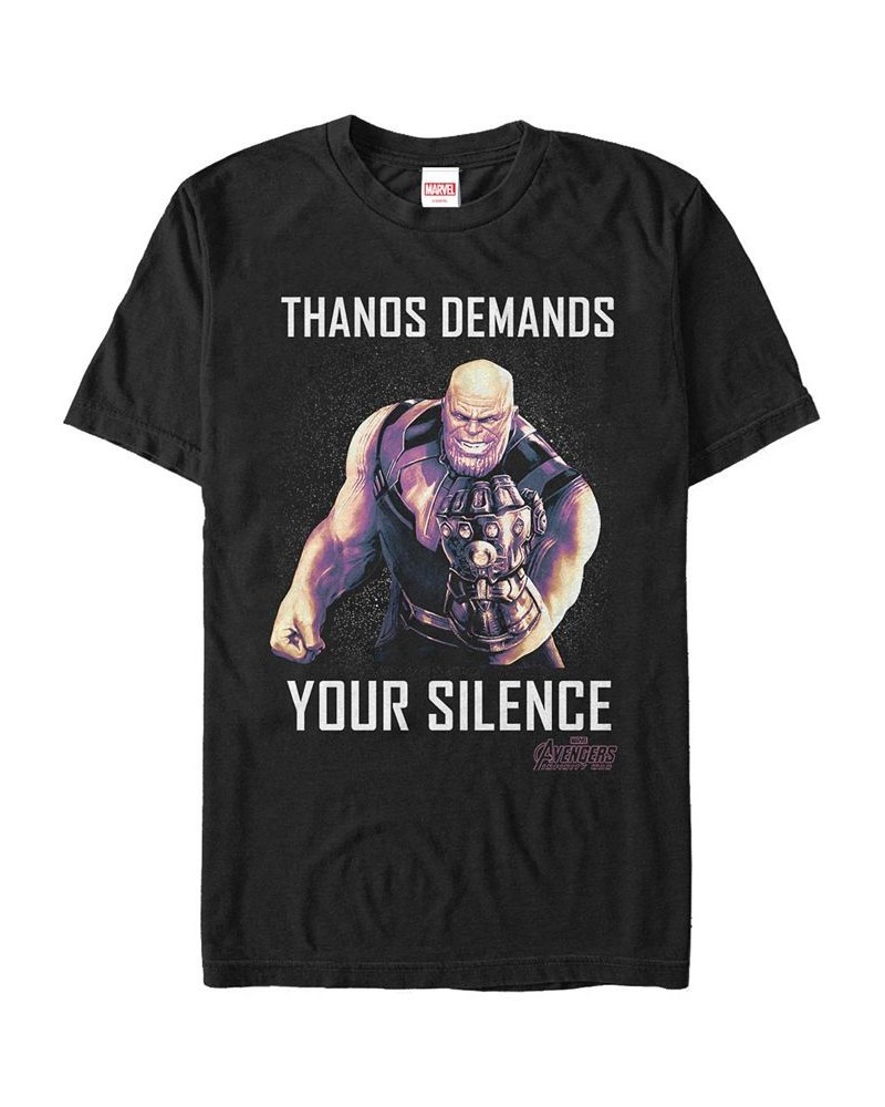 Marvel Men's Avengers Infinity War Thanos Demands Silence Short Sleeve T-Shirt Black $14.00 T-Shirts