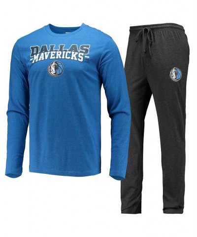 Men's Black, Blue Dallas Mavericks Long Sleeve T-shirt and Pants Sleep Set $23.10 Pajama