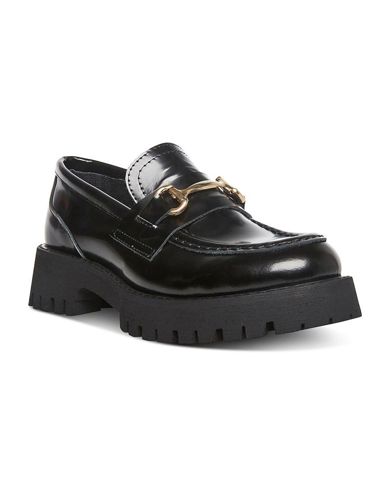 Women's Lando Tailored Lug Sole Bit Loafers Black $41.42 Shoes