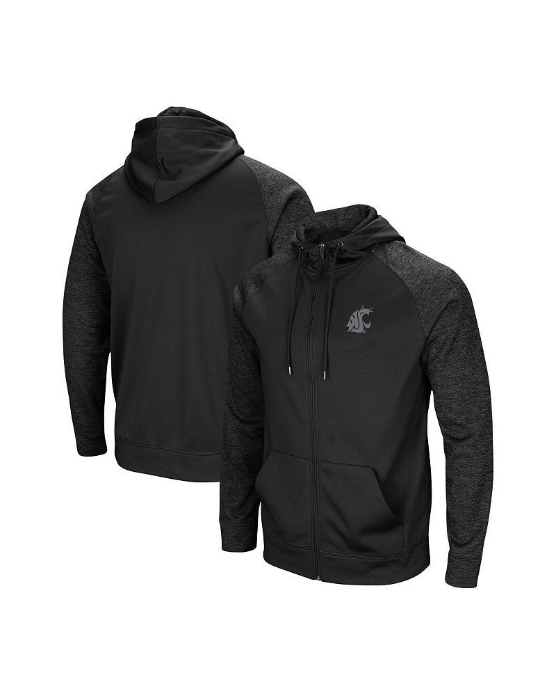 Men's Black Washington State Cougars Blackout 3.0 Tonal Raglan Full-Zip Hoodie $39.74 Sweatshirt