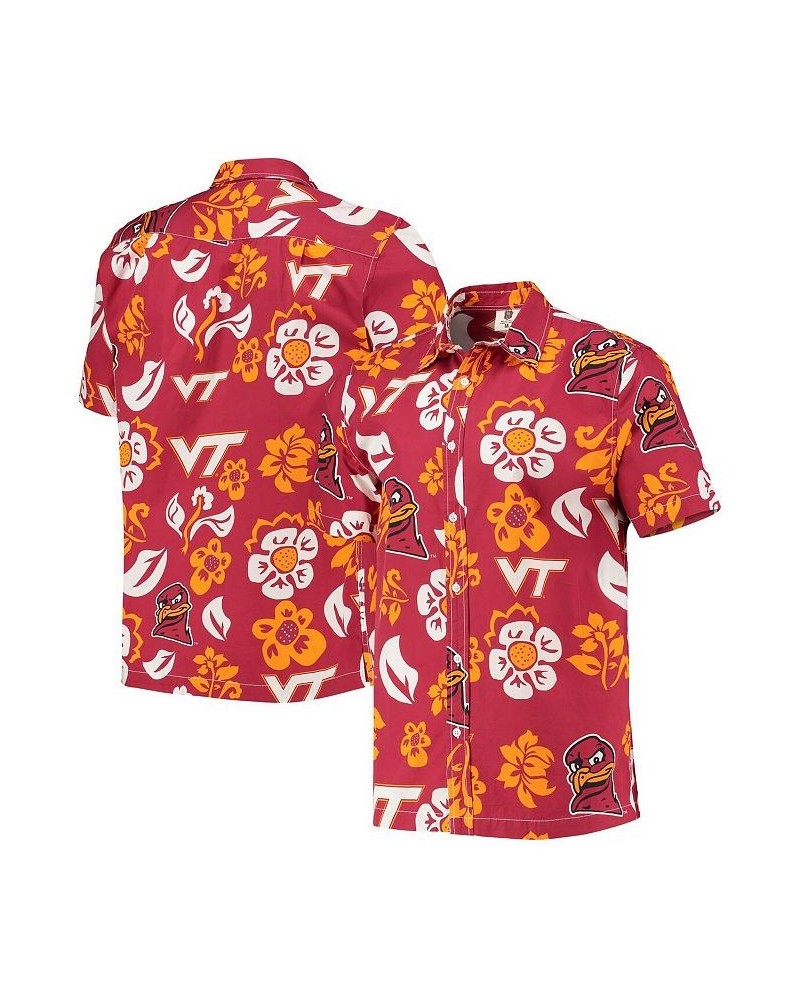 Men's Maroon Virginia Tech Hokies Floral Button-Up Shirt $28.70 Shirts