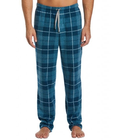 Men's Windowpane Plaid Textured Fleece Pajama Pants Dutch Blue $12.10 Pajama