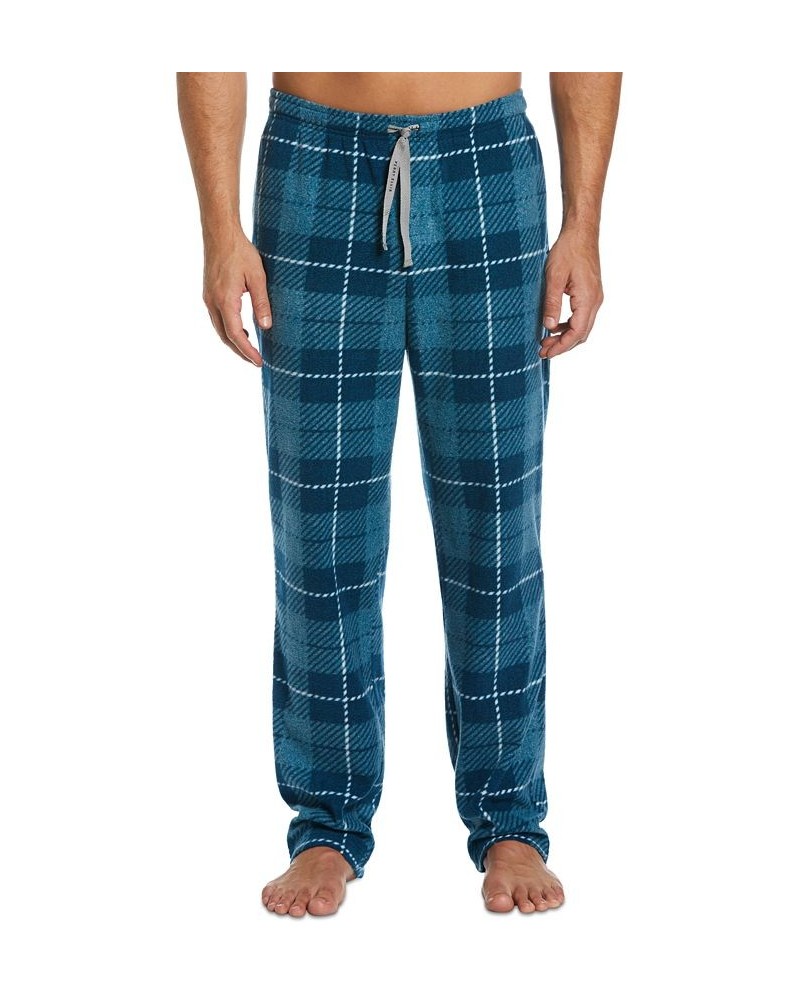 Men's Windowpane Plaid Textured Fleece Pajama Pants Dutch Blue $12.10 Pajama