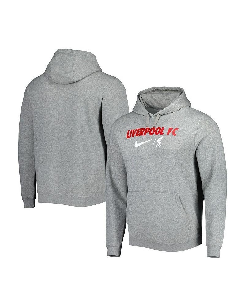 Men's Heather Gray Liverpool Lockup Club Pullover Hoodie $36.80 Sweatshirt