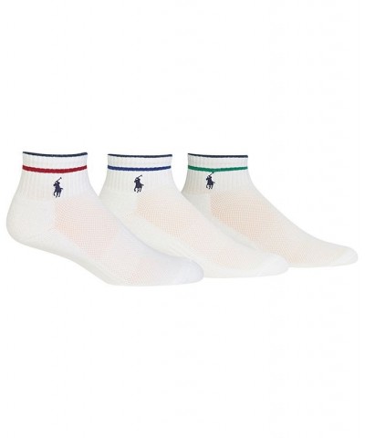 Men's 3 Pack Striped Quarter Socks White $17.92 Socks