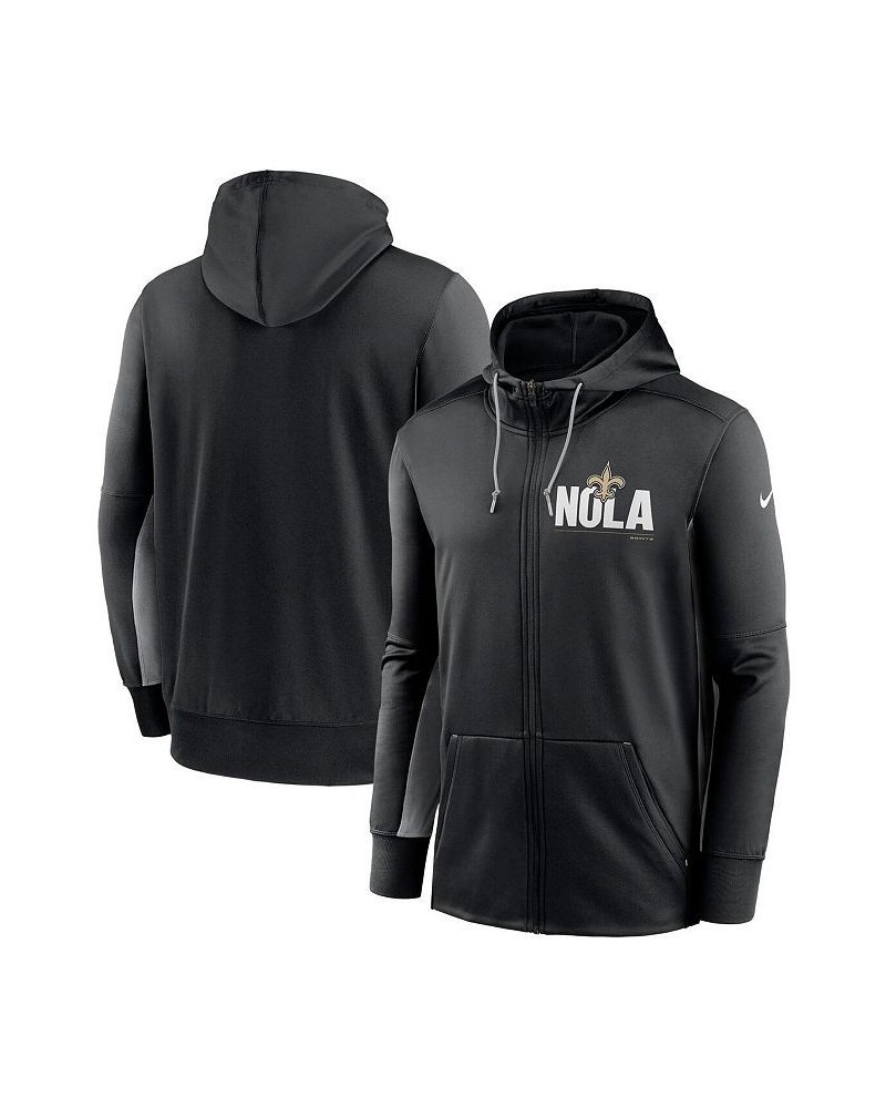 Men's Black and Gray New Orleans Saints Mascot Performance Full-Zip Hoodie $34.30 Sweatshirt