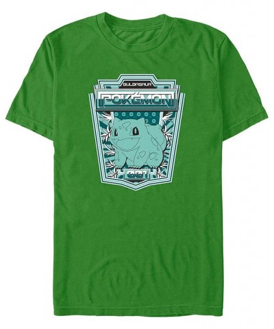 Men's Bulbasaur Badge Short Sleeve T-shirt Green $15.40 T-Shirts