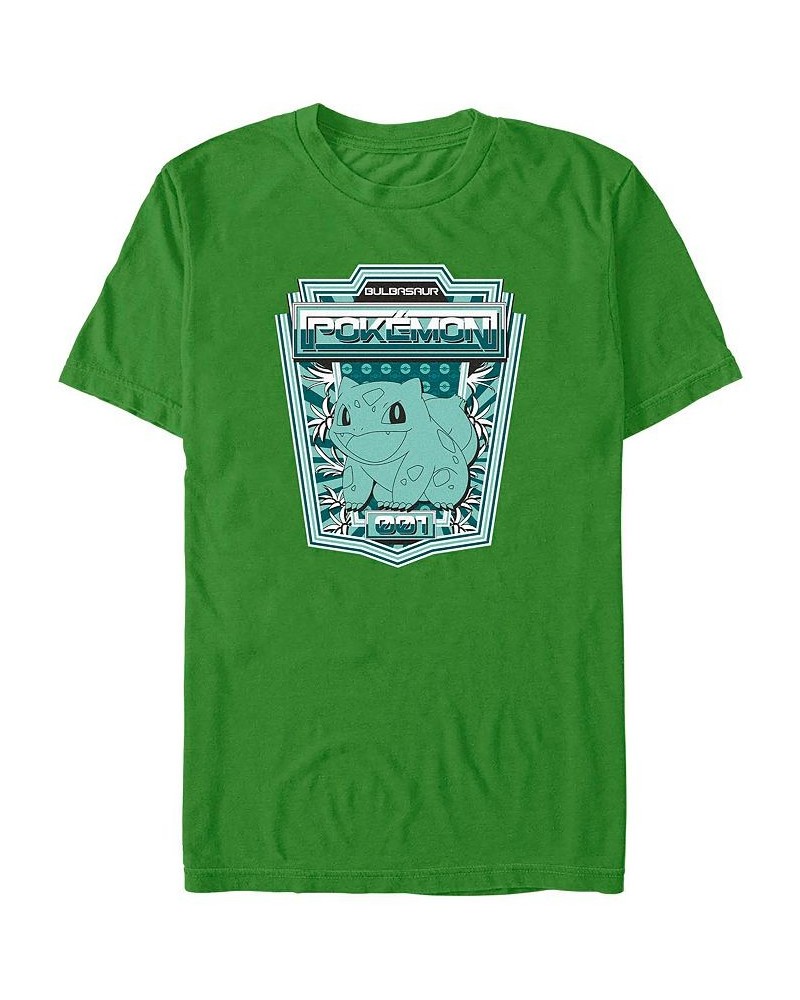 Men's Bulbasaur Badge Short Sleeve T-shirt Green $15.40 T-Shirts