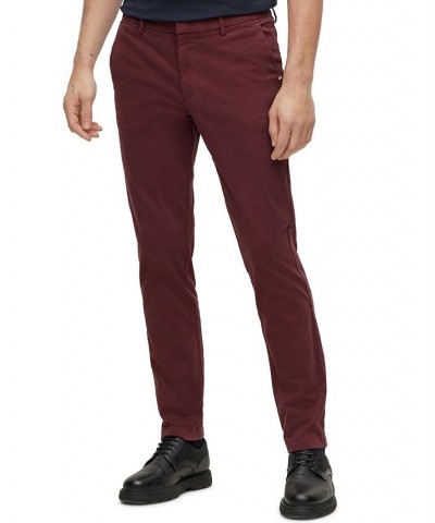 BOSS Men's Slim-Fit Stretch-Cotton Gabardine Chinos Red $50.40 Pants