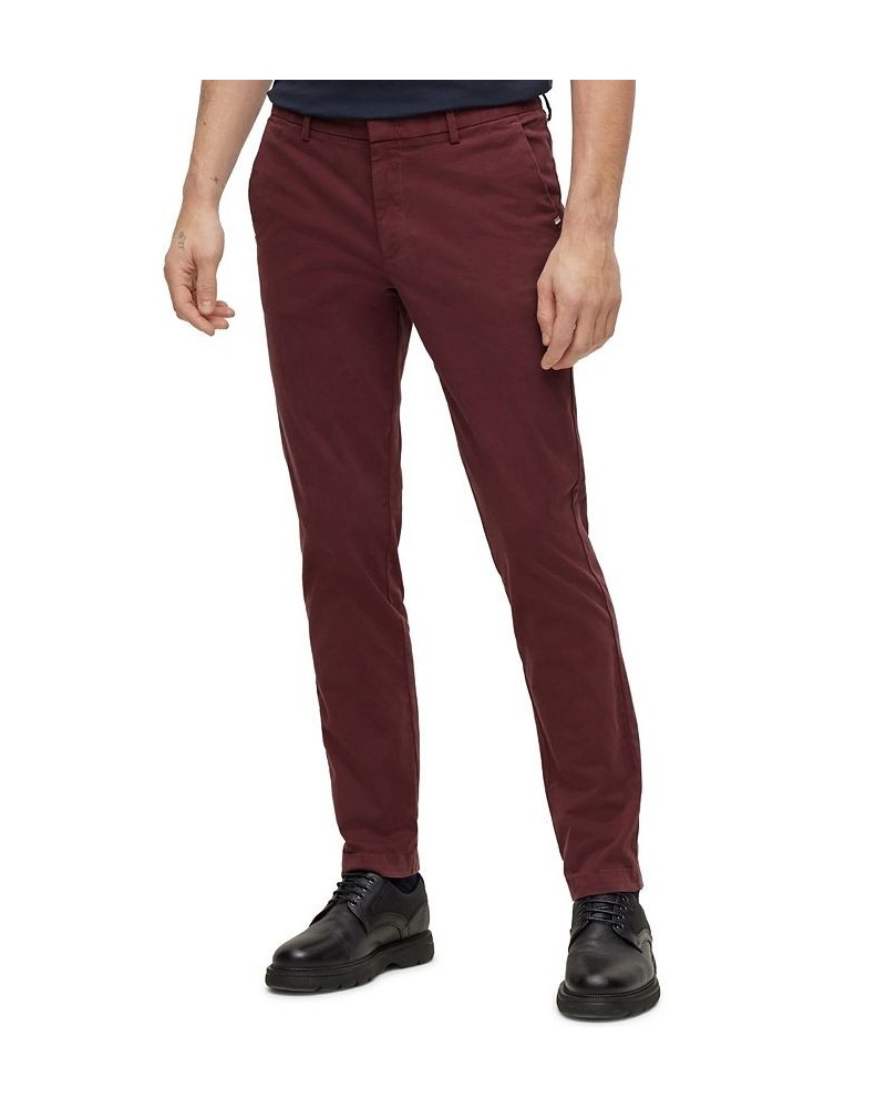 BOSS Men's Slim-Fit Stretch-Cotton Gabardine Chinos Red $50.40 Pants