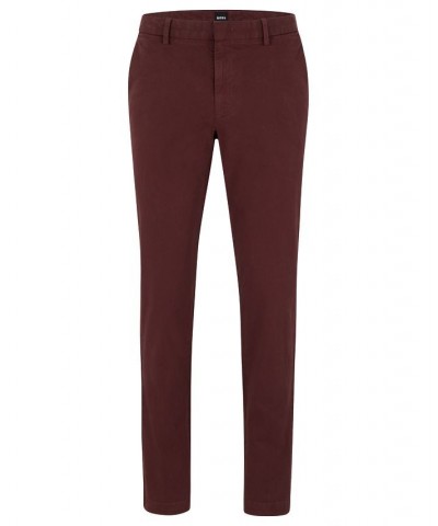 BOSS Men's Slim-Fit Stretch-Cotton Gabardine Chinos Red $50.40 Pants