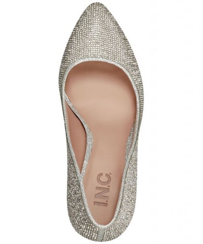 Women's Zitah Embellished Pointed Toe Pumps Silver $48.76 Shoes