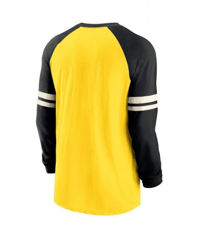 Men's Gold and Black Pittsburgh Steelers Throwback Raglan Long Sleeve T-shirt $26.65 T-Shirts